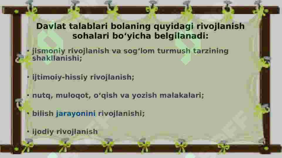 davlat talablari va asosiy rivojlanish sohalari 2