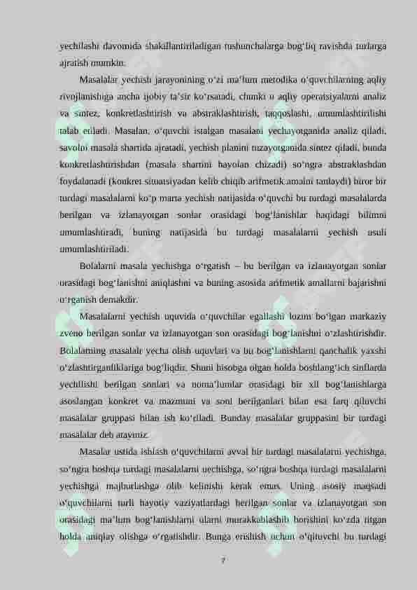 Boshlang‘ich sinf o‘quvchilariga jadvallar yordamida berilgan topshiriqlarni yechishga o‘rgatish metodikasi (4-sinf misolida) 7