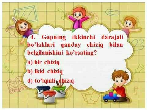 Oʻzbek tilidan testlar 2