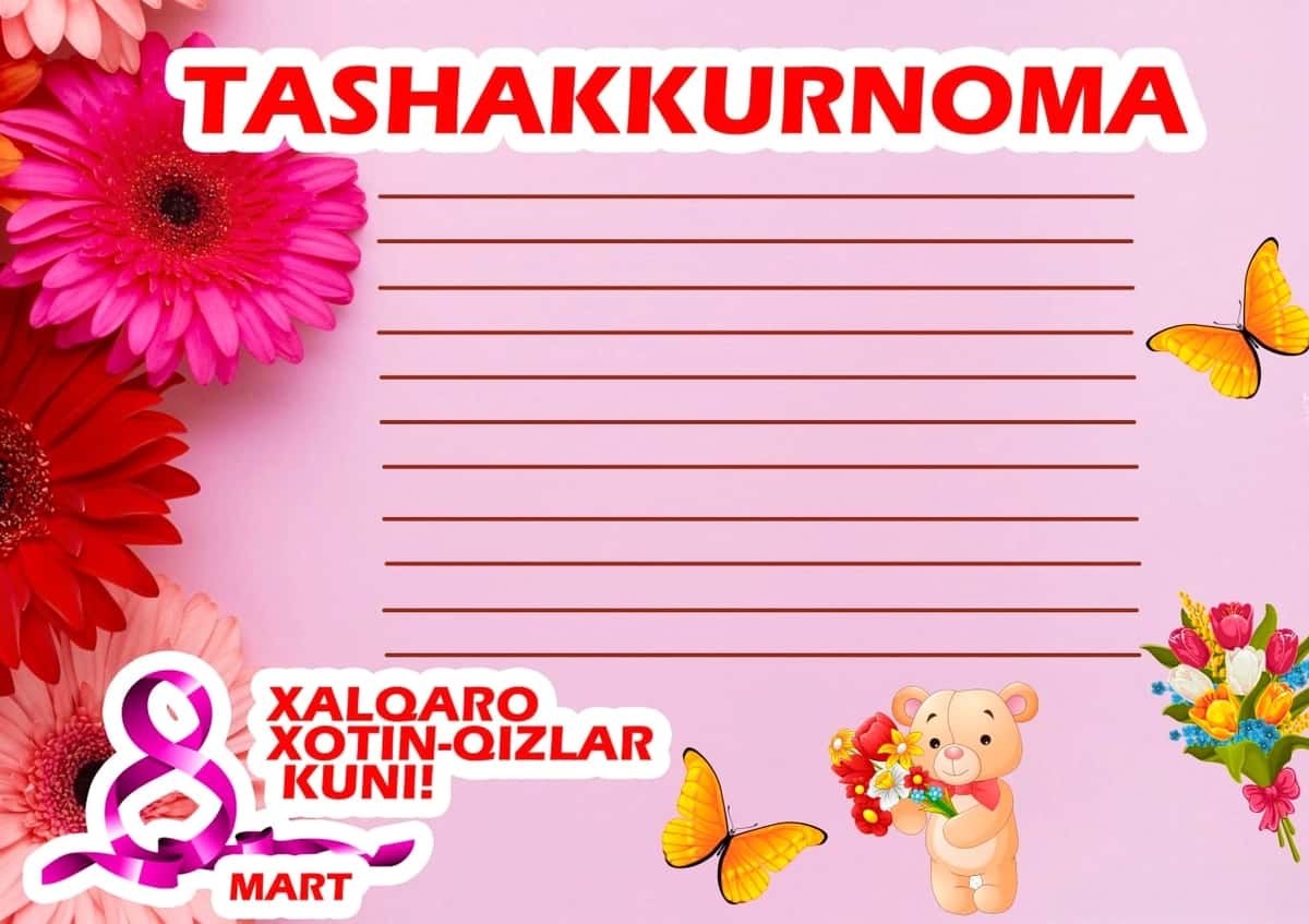 8-martga Tashakkurnoma, faxriy yorliq 1