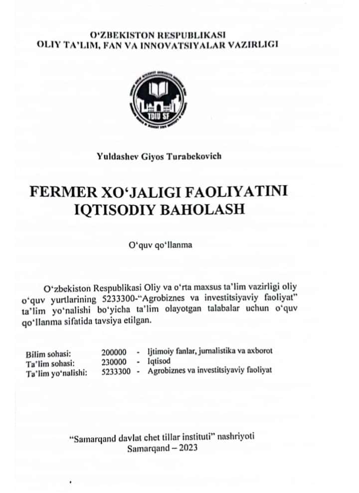 Fermer Xo'jaligi Faoliyatini iqtisodiy baxolash 2