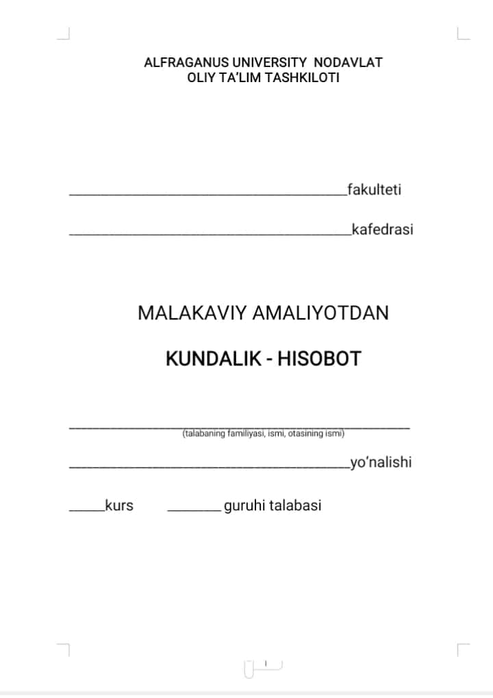 Pedagogik amaliyot uchun xujjatlar 2
