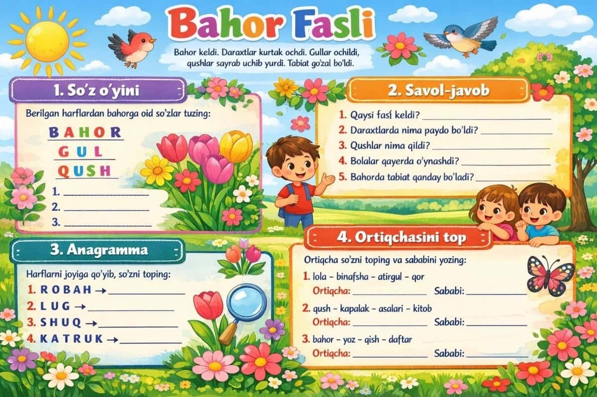 Boshlang'ich sinflar uchun ko'rgazmalar 1