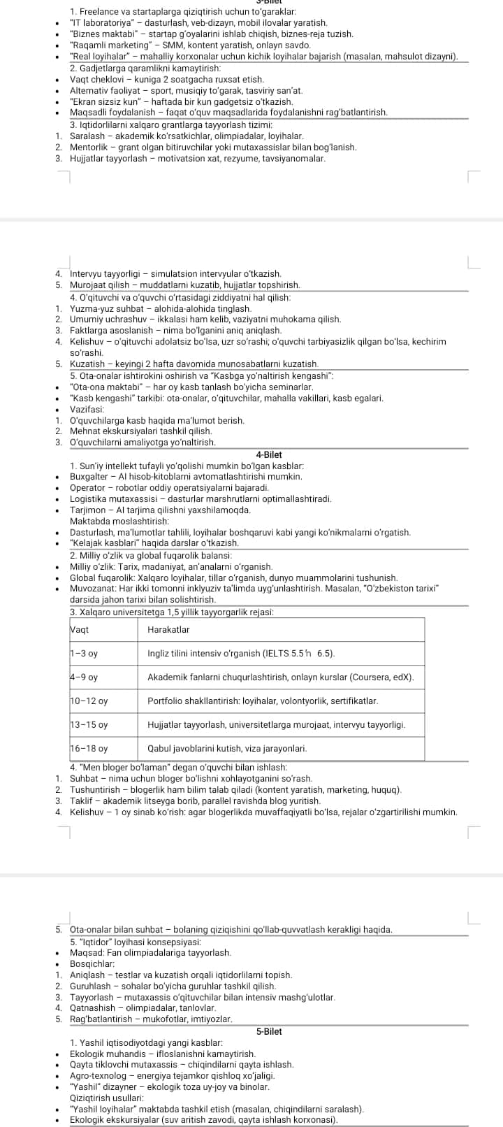 Maslaxatchi lavozimiga suxbat savollariga javoblar 1