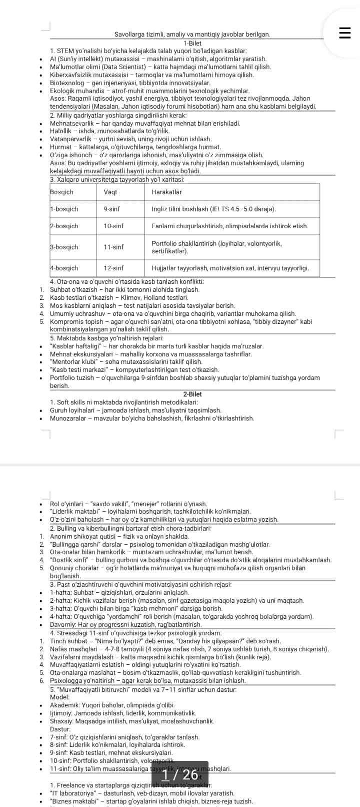 Maslaxatchi lavozimiga suxbat savollariga javoblar 2