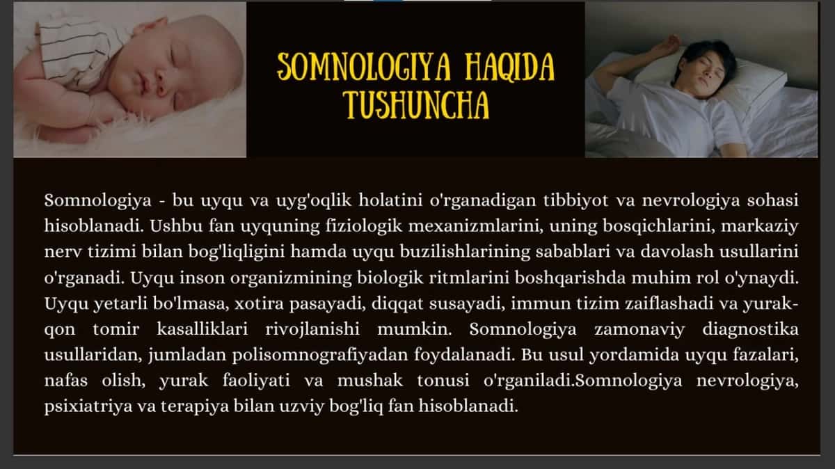 Mavzu: Somnologiya. Uyqu va uyquning buzilishi 1