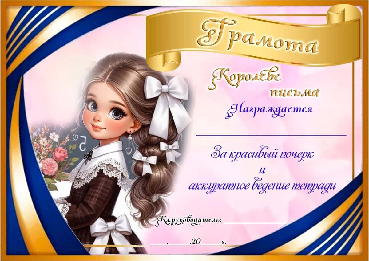Грамота за красивый почерк 2
