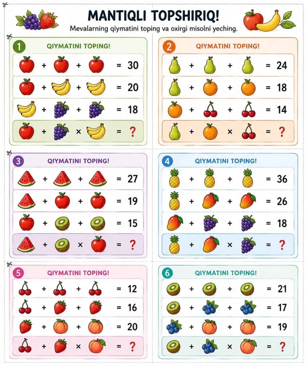 Matematik boshqotirmalar 2