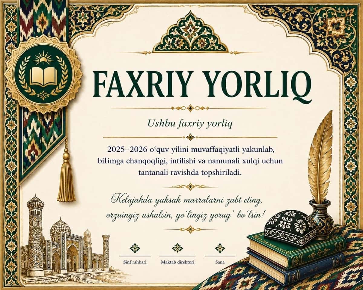 Maqtov yorliq, Faxriy yorliq 1