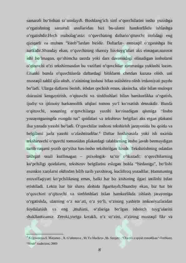 4-sinf darsligidagi insho uchun berilgan  materiallarni tahlil qilish 8