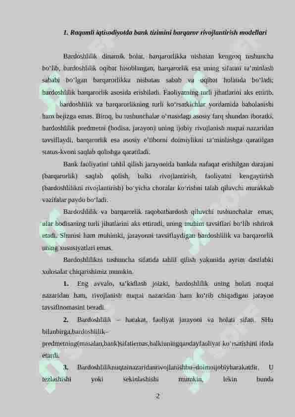 RAQAMLI IQTISODIYOTDA BANK VA MOLIYAVIY TEXNOLOGIYALAR 2