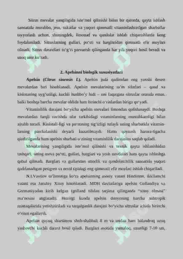 Sitrus mevali o’simliklarning ahamiyati, biologik xususiyatlari va  navlarining 4