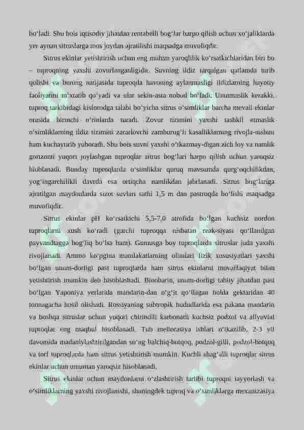 Sitrus mevali o’simliklarning ahamiyati, biologik xususiyatlari va  navlarining 8
