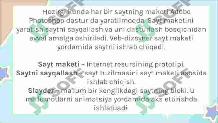AMALIY FAOLIYAT. SAHIFA DIZAYNINI YARATISH 2