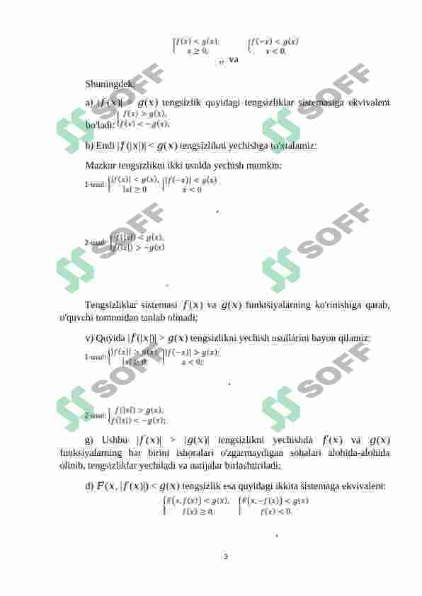 MODUL ISHTIROK ETGAN AYRIM TENGSIZLIKLARNI  YECHISH BO'YICHA BA'ZI BIR TAVSIYALAR 3