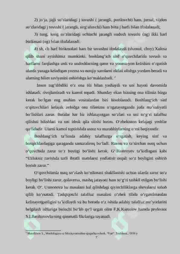 Unli va undosh tovushlarni o‘rgatishda leksik mashqlarni tashkil etish metodlari 7