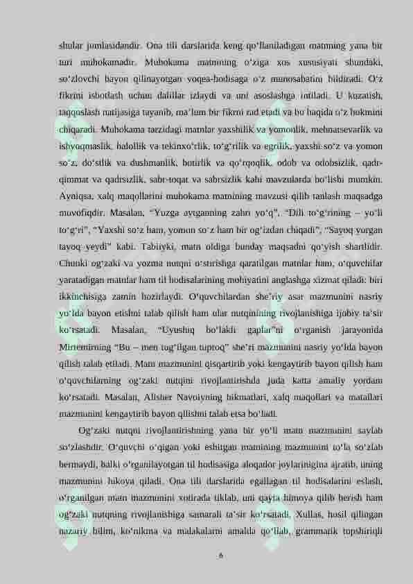 Bogʻlanishli nutq va uni oʻstirish vazifalarida ishlatiladigan metodlar. 6