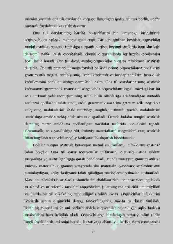 Bogʻlanishli nutq va uni oʻstirish vazifalarida ishlatiladigan metodlar. 7
