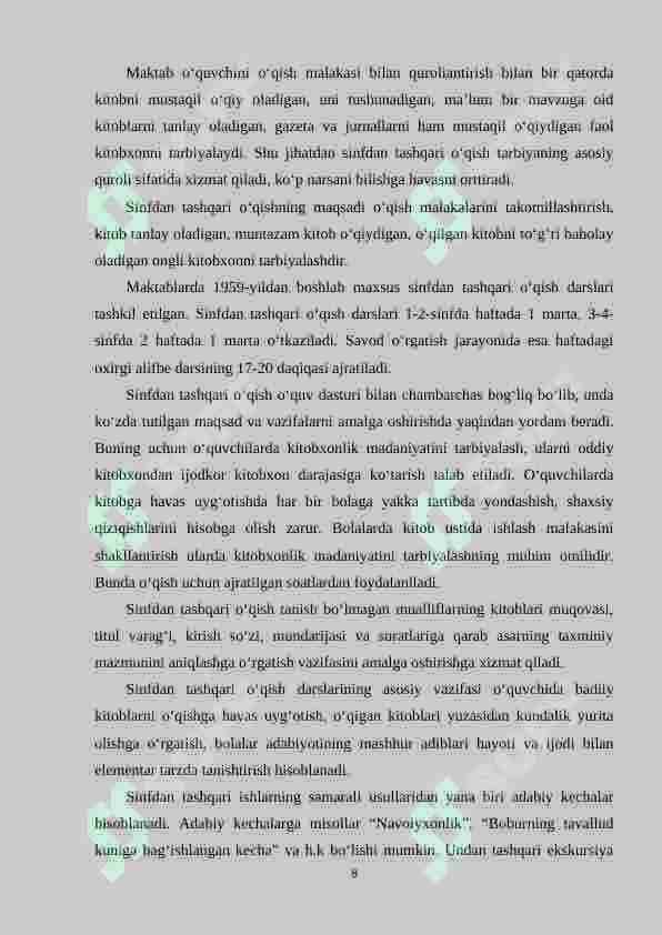 Boshlang‘ich sinfda ona tilidan sinfdan tashqari ishlarni tashkil qilish metodlari 8