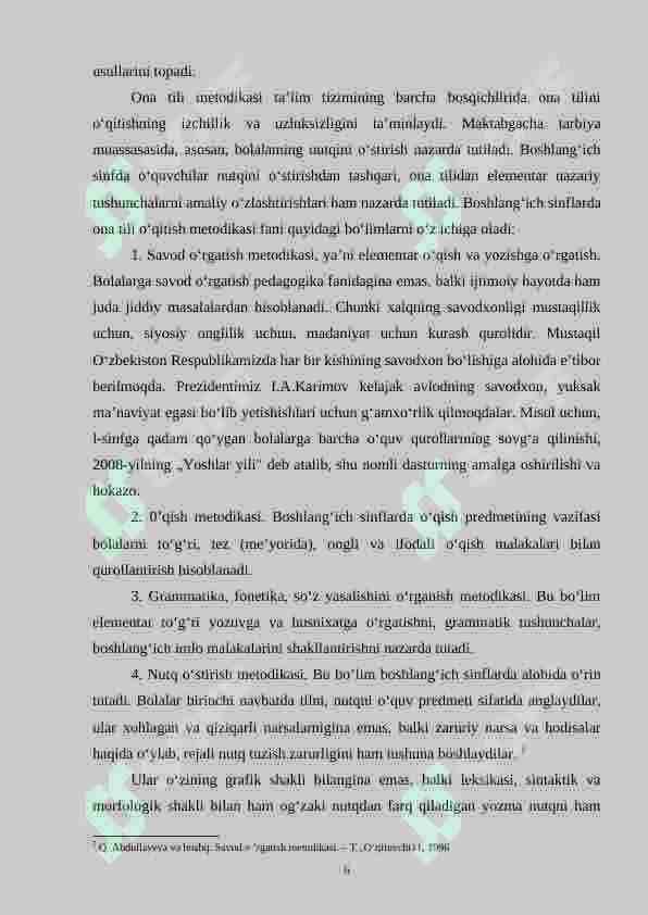 Boshlang‘ich sinfda gap va so‘z birikmasi ustida ishlash metodlari. 6