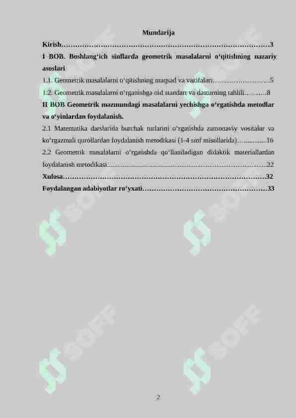Geometrik mazmundagi masalalar va ularni o‘rgatish metodikasi (1-4 sinflar) 2