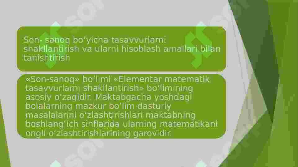 Son va sanoq tushunchasini shakllantirish bosqichlari 2