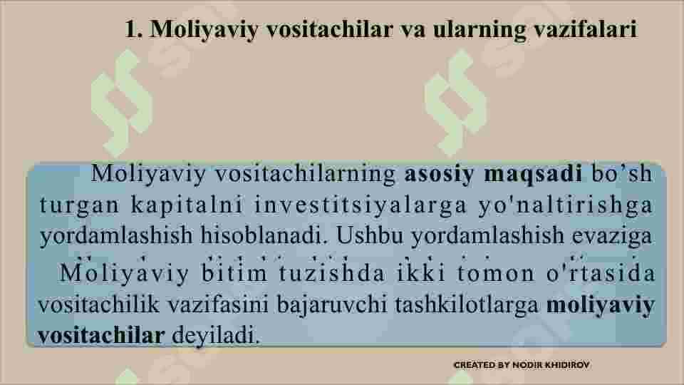 Moliyaviy vositachilar 2