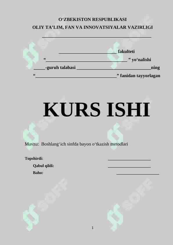 Boshlang‘ich sinfda bayon o‘tkazish metodlari