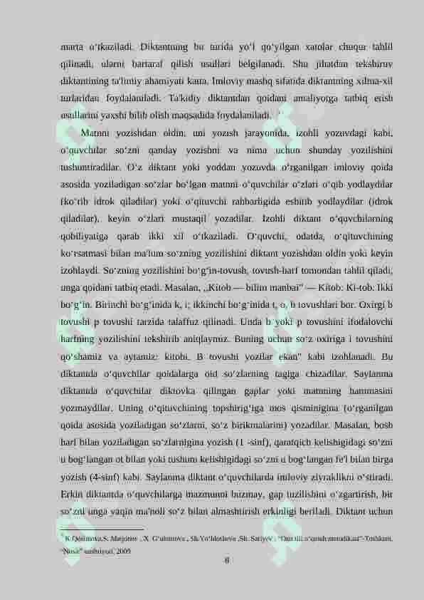 Boshlang‘ich sinf o‘quvchilarining imloviy savodxonligini shakllantirishda diktantlardan foydalanish 8