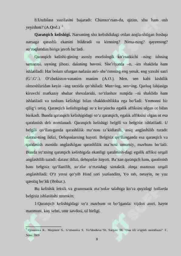 Boshlang‘ich sinfda kelishiklar ustida ishlash metodlar 8