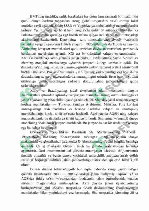 XX ASR OXIRI - XXI ASR BOSHLARIDA DUNYO MAMLAKATLARI 2