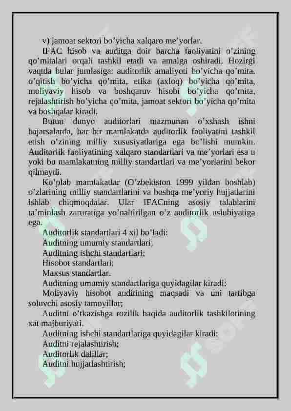 Auditning xalqaro standartlarining ahamiyati va vazifalari 7