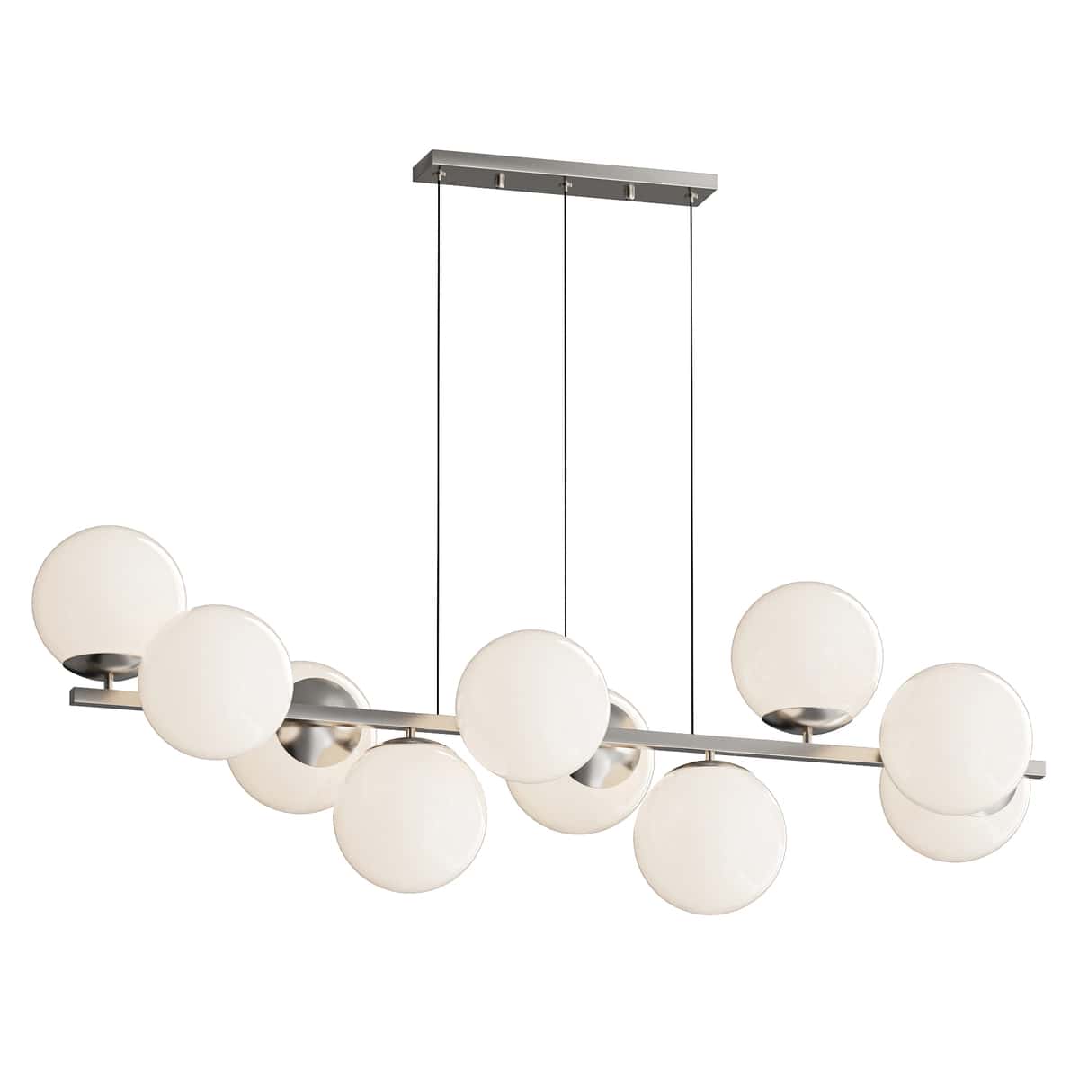 MyFar Aerton Nickel White Glass Molecule Chandelier 10 Light 1
