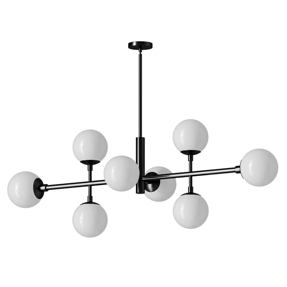 Black Frosted Glass Globe Linear Chandelier 8 Light 1