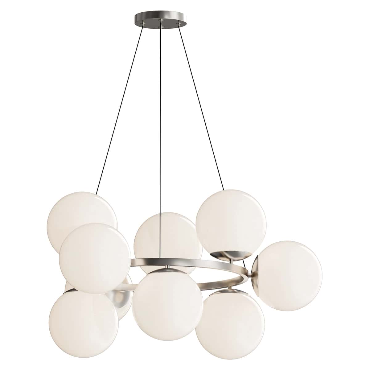 MyFar Aerton Nickel White Glass Molecule Chandelier 9 Light 1