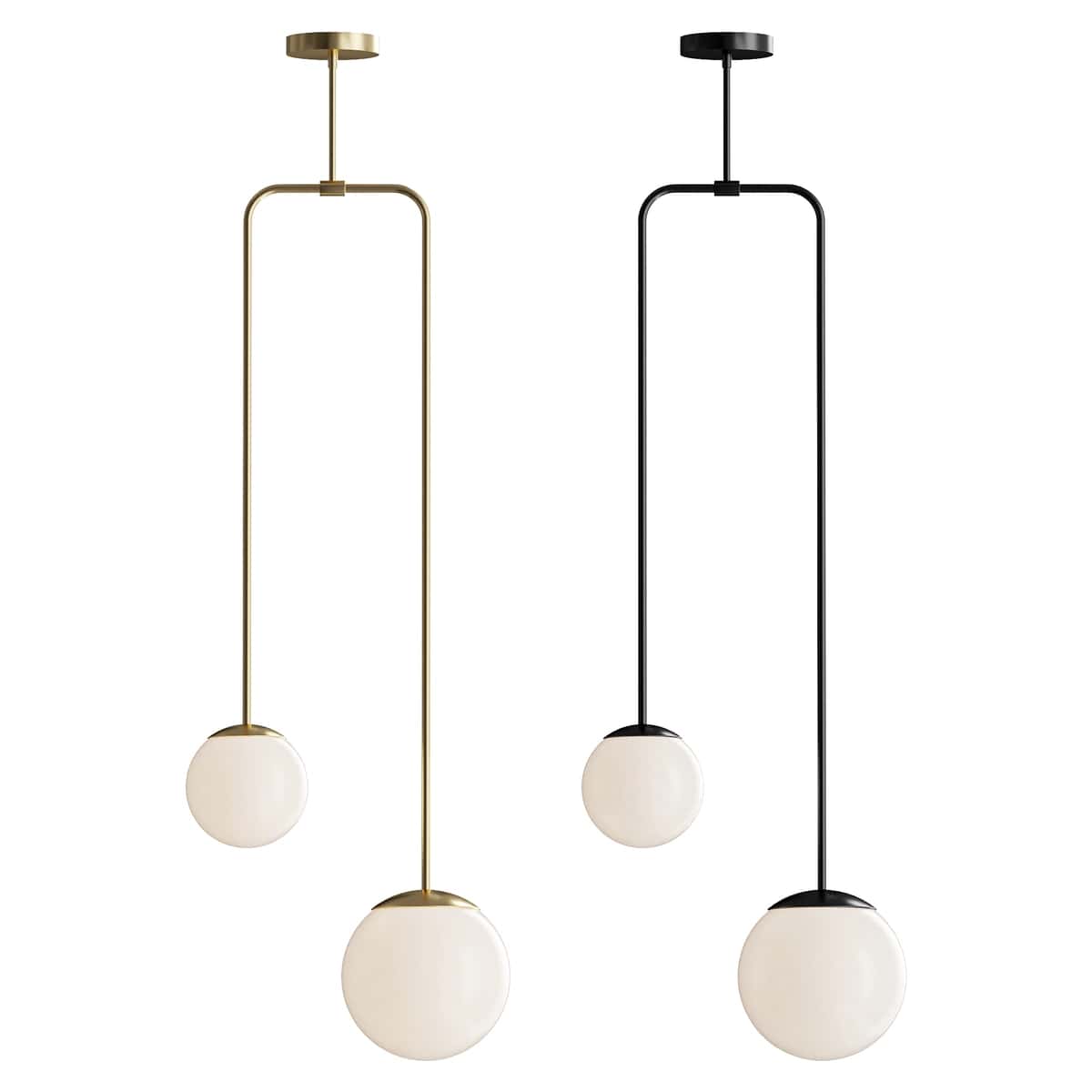 Modern brass chandelier with two shades 1