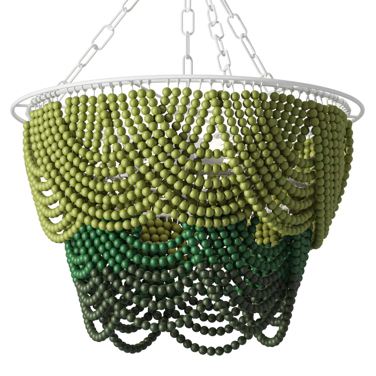 Etsy Green Beaded Wood Pendant Chandelier 1