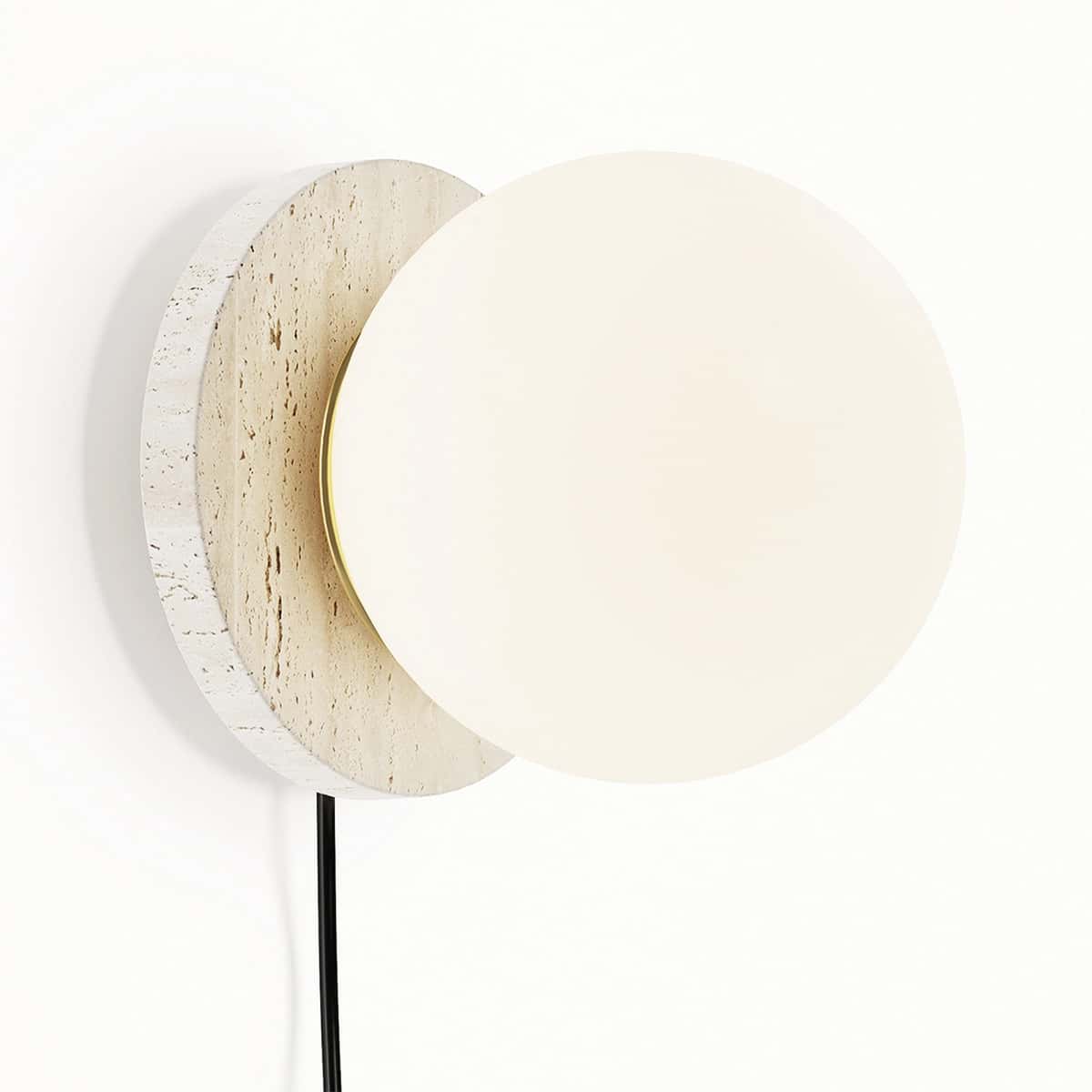 Malachi Glass and Travertine Wall Lamp 1