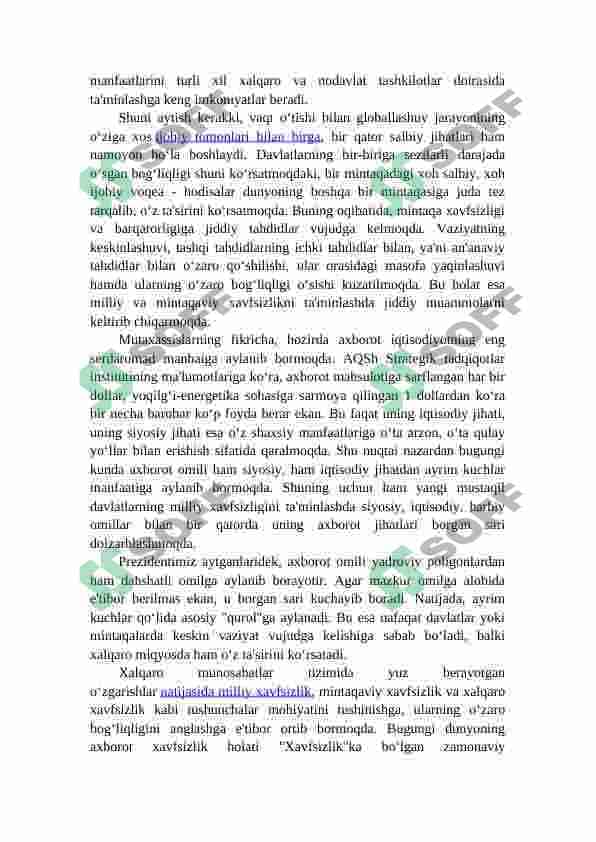 Axborot manbalari va zararli axborotlar tahdidi tushunchasi. Axborot is’temoli madaniyatini shakllantirishda -axborot texnologiyalariga oid bilimlarning o’rni 6