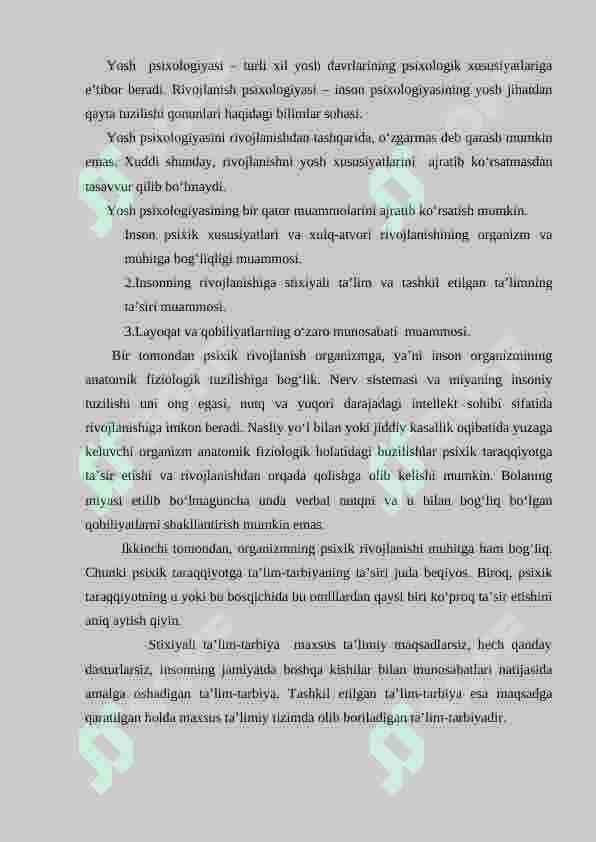 Yosh va pedagogik psixologiya fanining tadqiqot sohasi va muammolari 3