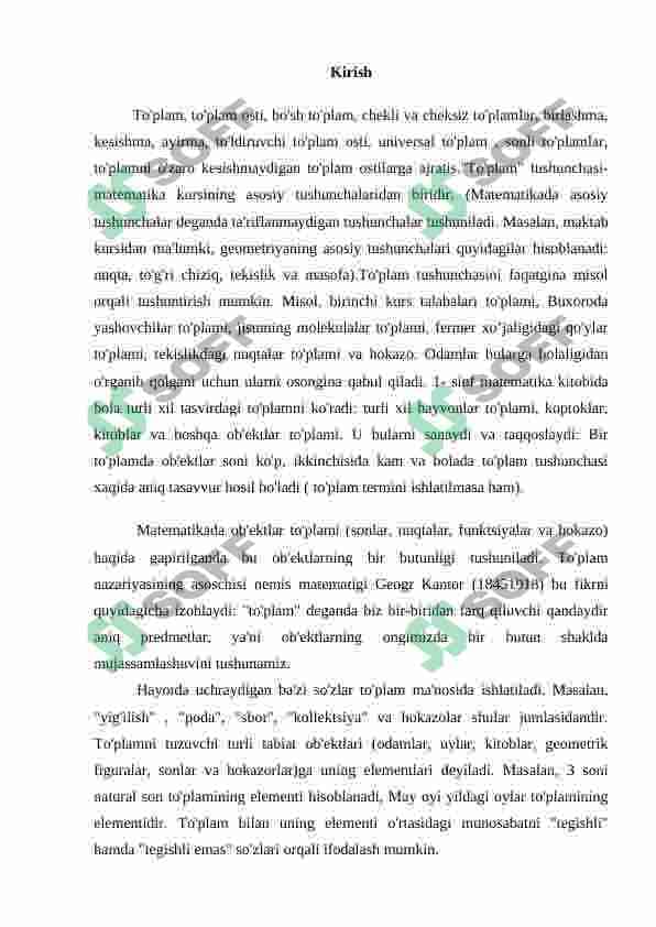TO’PLAMLAR VA ULARNING BERILISH USULLARI. MISOLLAR 3