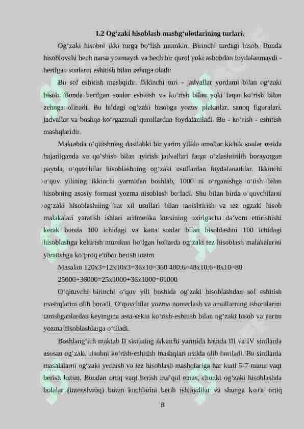Boshlang‘ich sinflarda matematikadan og‘zaki va yozma hisoblashga doir didaktik o‘yinlardan foydalanish metodikasi 8