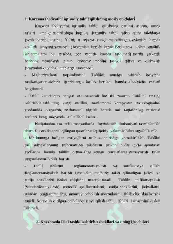 Korxonalarning ishlab chiqarish faoliyatini ifodalovchi ko'rsakichlarini tahlil qilish usullari 2