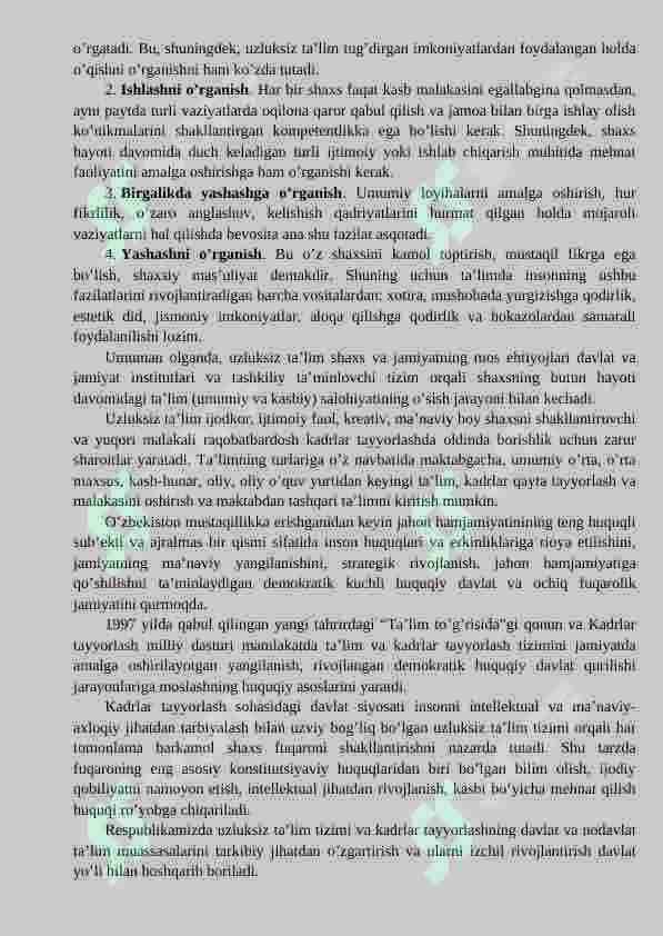 O'ZBEKISTONDA TA'LIM TIZIMINI MODERNIZATSIYALASH JARAYONLARI VA UNING HUQUQIY-ME'YORIY ASOSLARI 5
