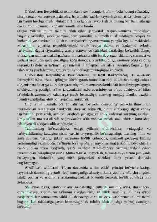 O'ZBEKISTONDA TA'LIM TIZIMINI MODERNIZATSIYALASH JARAYONLARI VA UNING HUQUQIY-ME'YORIY ASOSLARI 6