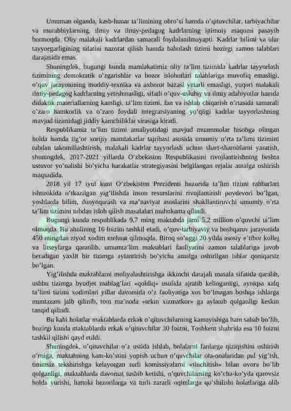 O'ZBEKISTONDA TA'LIM TIZIMINI MODERNIZATSIYALASH JARAYONLARI VA UNING HUQUQIY-ME'YORIY ASOSLARI 7