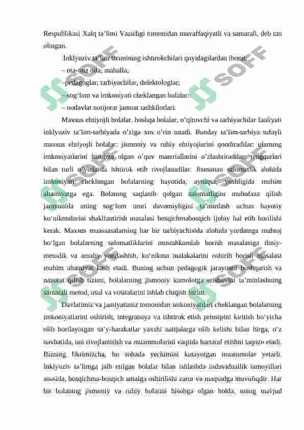 Imkoniyati cheklangan bolalarni inklyuziv ta’lim va tarbiyalash konsepsiyasi 2