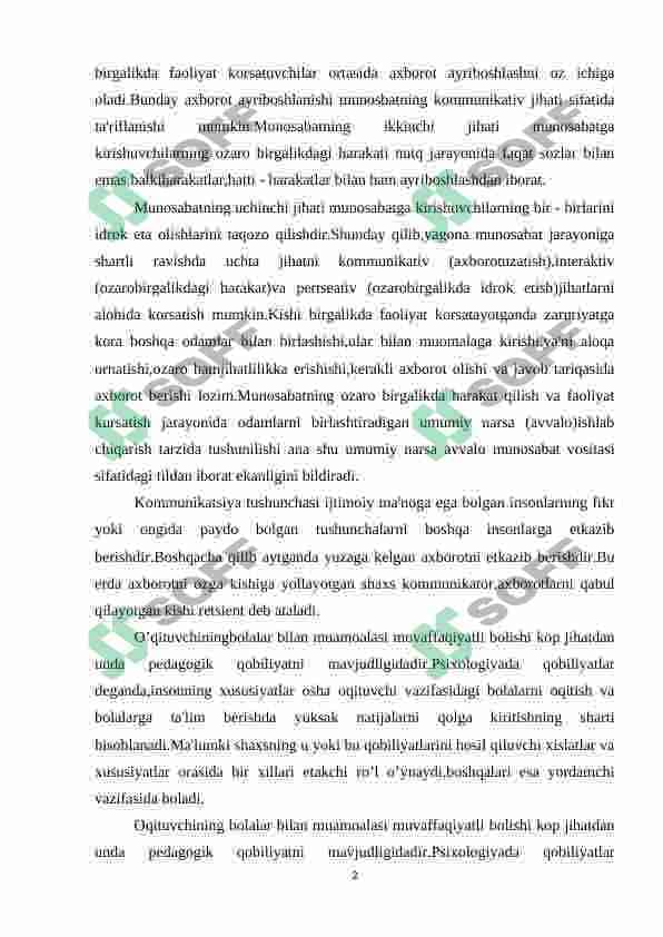 Tarbiyachi, o’qituvchi va o’quvchining o’zaro hamkorligi 2