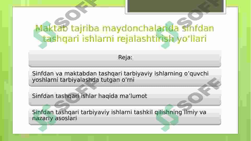 Maktab tajriba maydonchalarida sinfdan tashqari ishlarni rejalashtirish yoʻllari 2