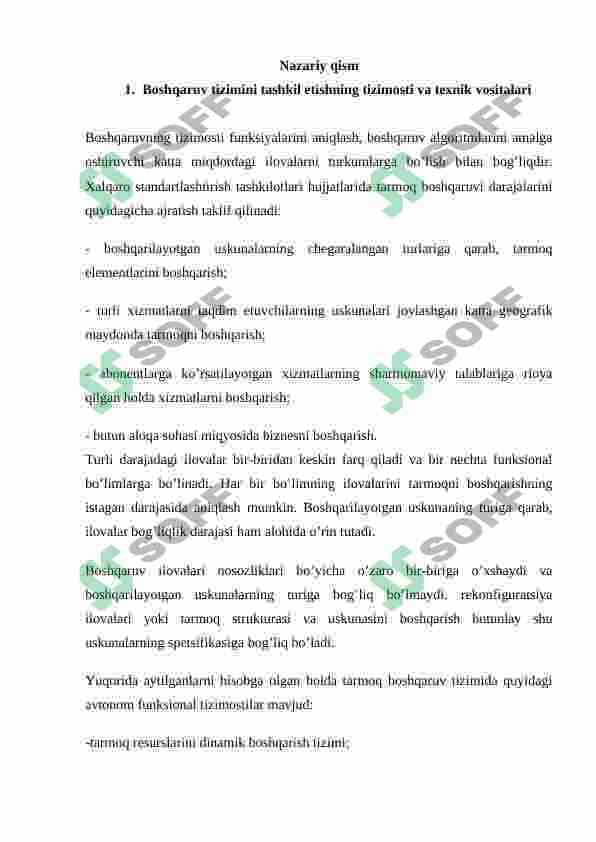 Boshqaruv tizimlarni tashkil qiluvchi  funksional tizimostilari va texnik vositalari 4